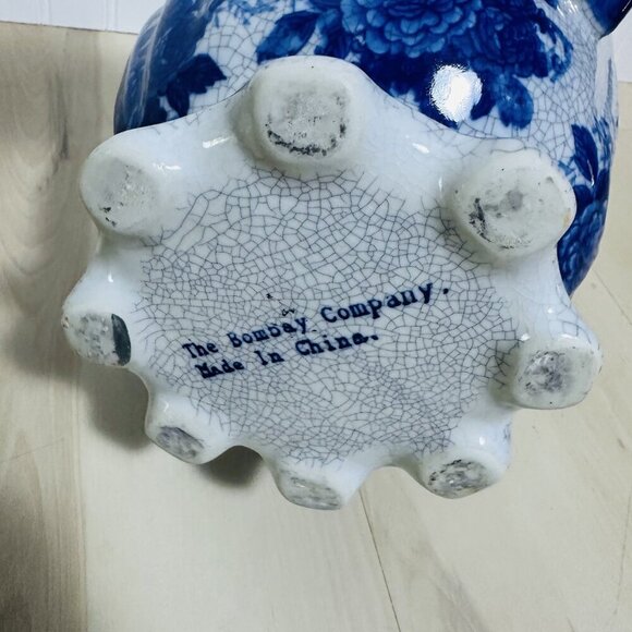 Bombay Company Vintage Blue & White Floral Crackle Pitcher Ceramic Pottery Home - Picture 14 of 16